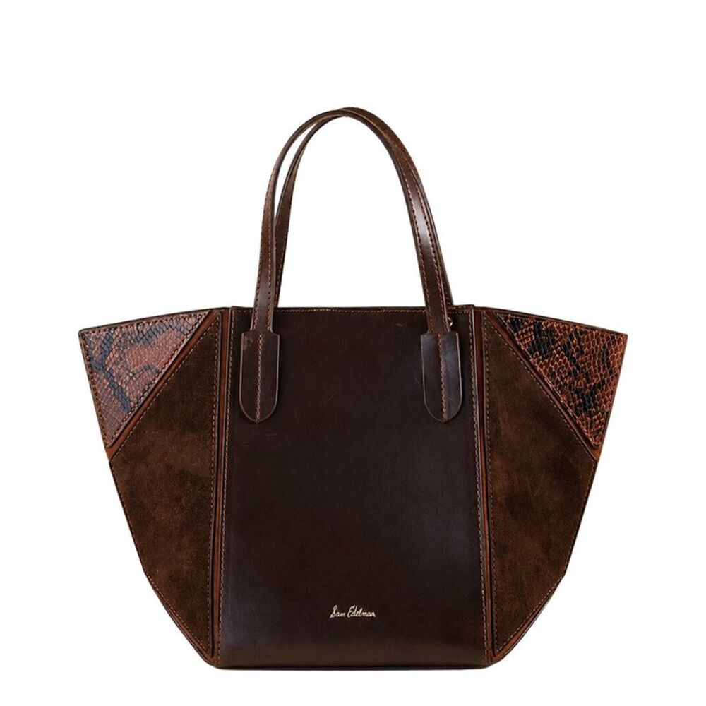 Sam Edelman West Small Leather Convertible Crossbody Tote, Brown - Picture 1 of 4